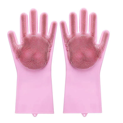 Silicone Dish Washing Gloves with Built-in Scrubber | 1 Pair