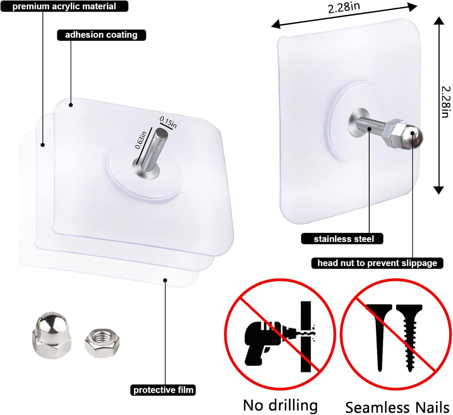 10PCS Adhesive Wall Screws