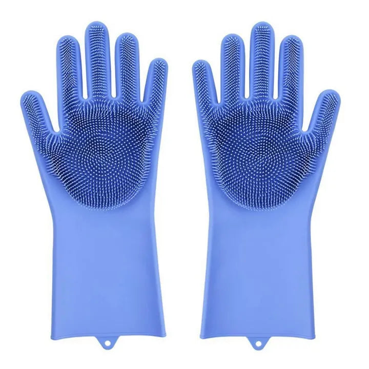 Silicone Dish Washing Gloves with Built-in Scrubber | 1 Pair