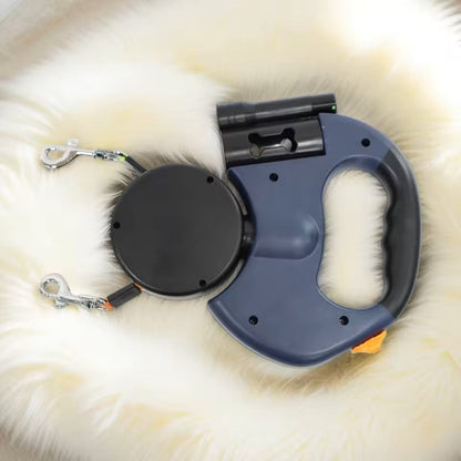 Retractable Double Dog Leash with LED Light – No Tangle Dual Dog Walking Leash