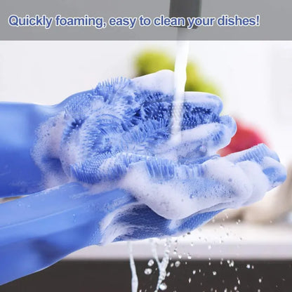 Silicone Dish Washing Gloves with Built-in Scrubber | 1 Pair