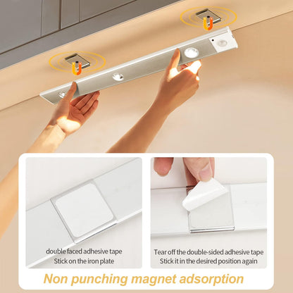 Ultra-Slim LED Motion Sensor Cabinet Light, Rechargeable, USB powered, no wiring required