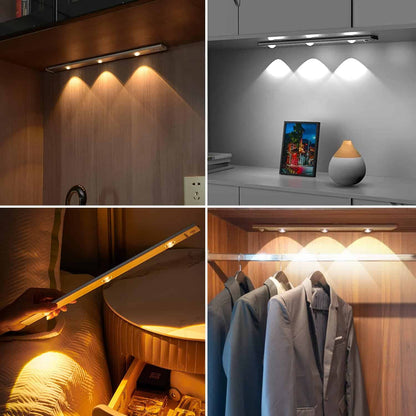 Ultra-Slim LED Motion Sensor Cabinet Light, Rechargeable, USB powered, no wiring required