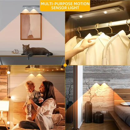 Ultra-Slim LED Motion Sensor Cabinet Light, Rechargeable, USB powered, no wiring required