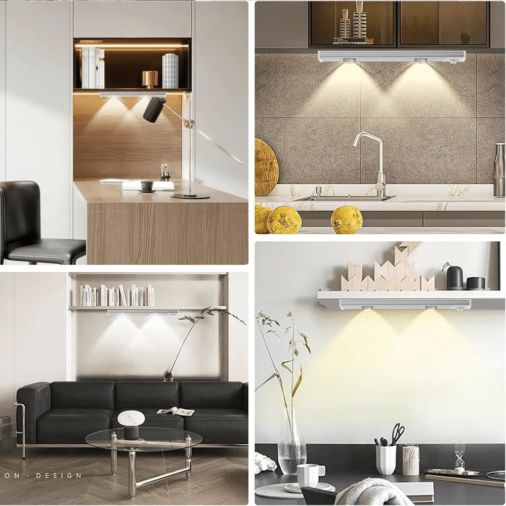 Ultra-Slim LED Motion Sensor Cabinet Light, Rechargeable, USB powered, no wiring required